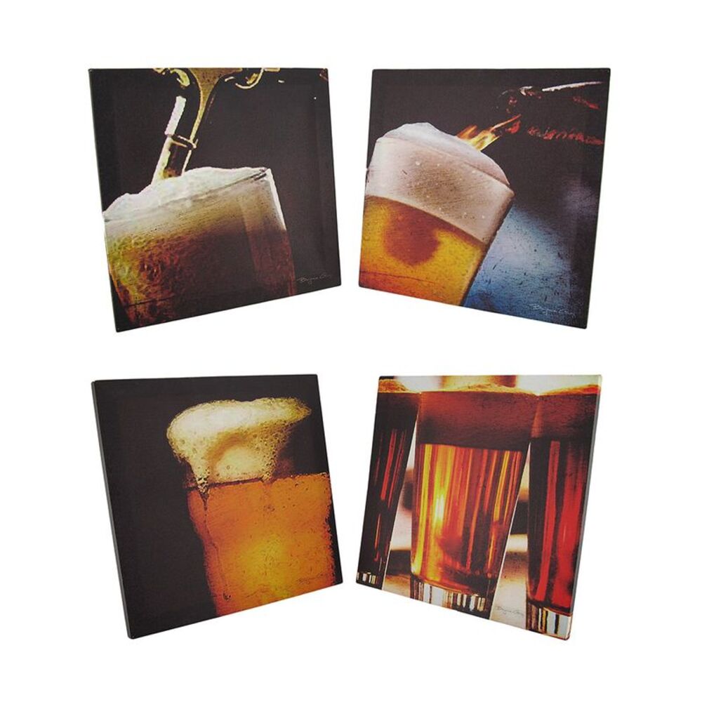Set of 4 Art Of Beer Printed Canvas Wall Hangings